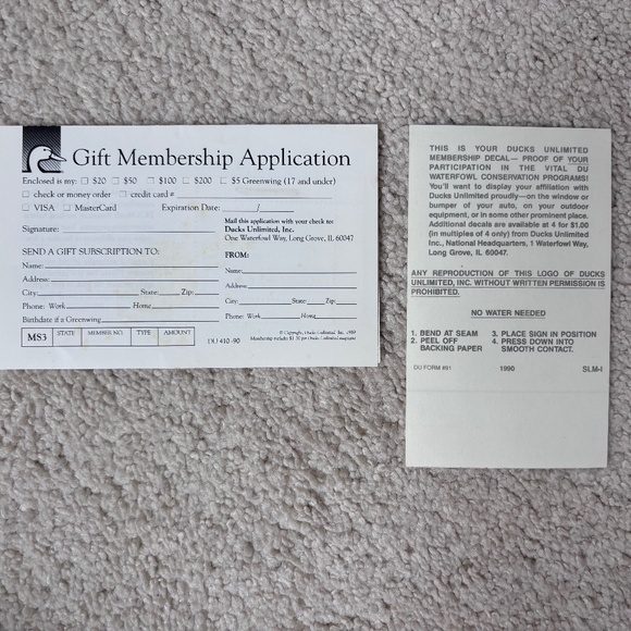 1990 DUCKS UNLIMITED - DU Duck Stamp and Sticker MEMBERSHIP EDITION - Picture 2 of 6